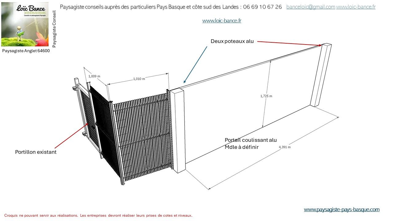 Paysagiste Anglet portail coulissant et clôture.