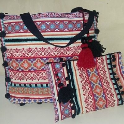 SAC TISSU ETHNIQUE ET SA POCHETTE