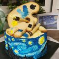 Gâteau "La nuit étoilée" de Van Gogh Citron Chocolat blanc