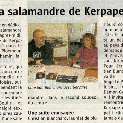 BLANCHARD Christian / La salamandre de Kerpape. Le Télégramme du 04/10/2014