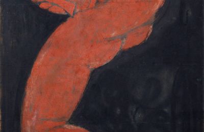 Amedeo Modigliani, Cariatide Rouge sur Fond Noir (Red Caryatid on Black Ground), c. 1913-1914