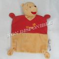 Doudou Peluche Plat Winnie Jaune Et Rouge 4 Noeuds Abeille Disney Baby