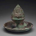 A bronze 'hill' censer and cover, boshanlu, Han dynasty (206 BC - AD 220)