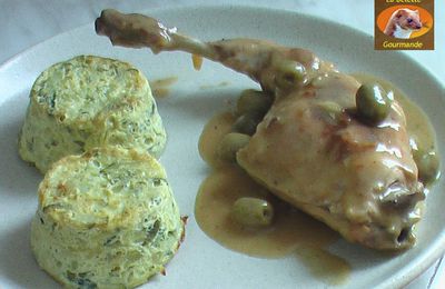 Lapin aux olives et flan de courgettes