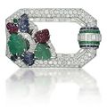 An Art Deco Multi-Gem and Diamond Brooch, by Mauboussin