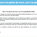 Non à la peine de mort, oui à la perpétuité réelle