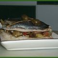 Papillote de sardines aux légumes confits à l'huile et aux câpres