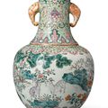 A famille-rose 'Three Goats' vase, Republic period (1911-1949)