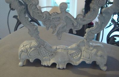 Miroir psyché patiné gris gustavien