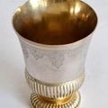 Belle timbale sur pied, argent partiellement dorée, Augsbourg, 1709-1712