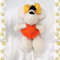 Doudou Peluche Souris Robe Orange Noeud Jaune Diddl Diddlina Despeche