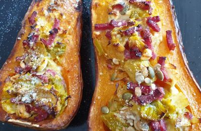 BUTTERNUT FARCIE BACON-POIREAUX-FETA