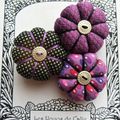 ♥ MELIA ♥ Broche textile japonisante fleurs potirons - Les Yoyos de Calie