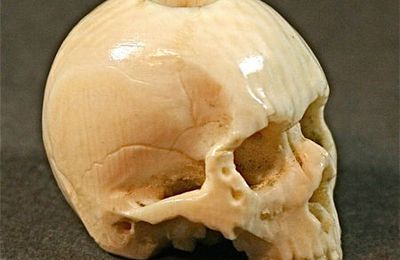 Vary Small antique elephant ivory Japanese Netsuke skull, 1800 to 1900