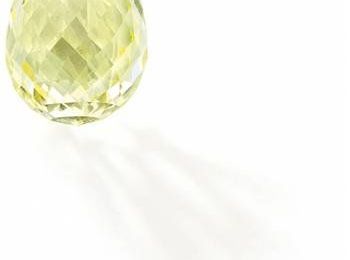 A magnificent natural fancy light yellow briolette diamond