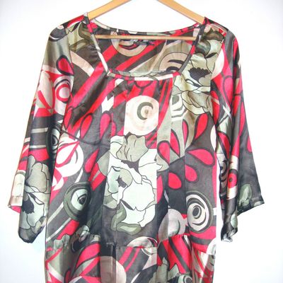  Blouse Top VERO MODA fluide brillante style ART NOUVEAU Rétro