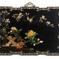 A rare and large embellished black lacquer panel, Qing dynasty, Kangxi period (1662-1722)