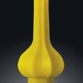 An opaque lemon-yellow glass faceted vase, 18th-19th century