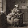 Jean-François Millet (Gruchy 1814-1875 Barbizon) - The knitting lesson