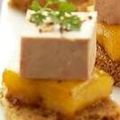 Bouchées de foie gras et mangue caramélisée