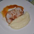 Pave de veau , purée de panais sauce orange