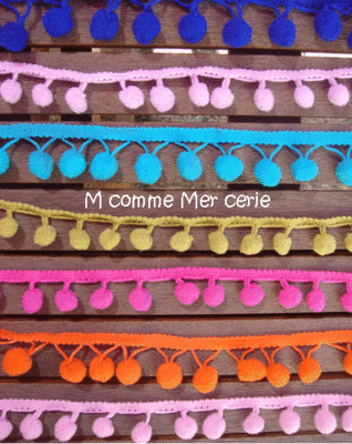 Galon à pompons....Nouvelles couleurs!