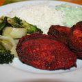 saumon végétal tandoori avec sa sauce verte