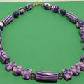 Un nouvel ensemble collier et bracelet en fimo mauve violet