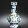 A very rare blue and white and enamelled pear-shaped vase for the 'Islamic market', 16th century. 