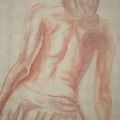 OEUVRES de Sylvie Rouxel , Red chalk drawings 