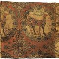 A fine silk samite fragment with deer, Central Asia, Sogdiana, 8th-9th century