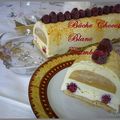 Bûche chocolat blanc framboises