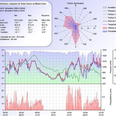 Bilan météo - Décembre 2009 - Madelonnet, 43200 Saint Jeures