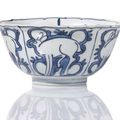 A blue and white deep  'Kraak' bowl with deers and fruit branches, China, Wanli period