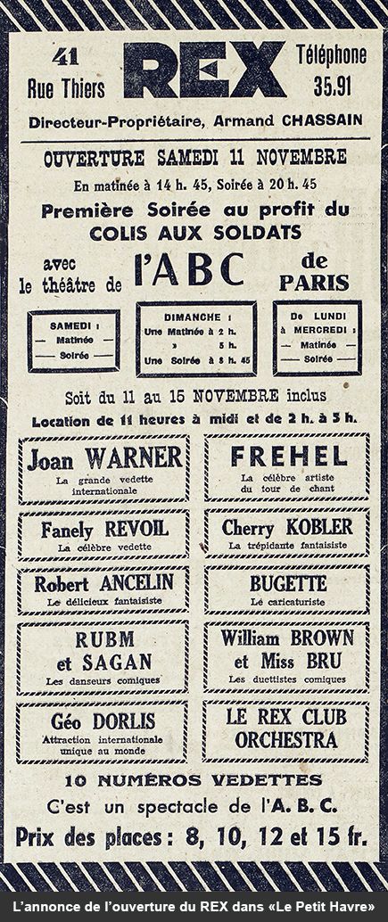 Le Havre Cinéma Gaumont Pathé Lecesne reconstruction Perret star Apollo Grillon Alhambra, Sirius Vox Rex Scala Royal Rio Réau Paris Sainte Adresse Lido  Normandy bombardement 1944.