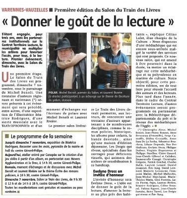 Première édition du Train des Livres à Varennes Vauzelles le 7 /11