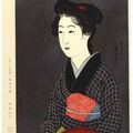 Hashiguchi Goyō (橋口五葉) (1880 - 1921) .  Woman Holding a Tray - Bon Moteru Onna . 1920