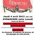 la commune de Paris de 1871 en spectacle à Avranches - jeudi 4 avril 2013