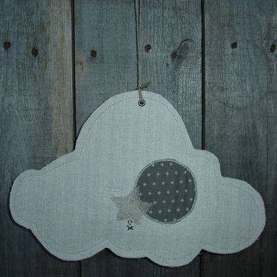 Veilleuse nuage pour guirlande led en lin petite