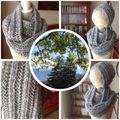 SNOOD au point " Herringbone Lace Rib " et son HEADBAND " MONGOLIE