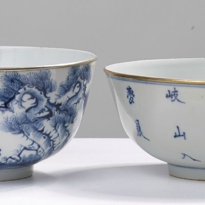 Paire de bol à décor de Khương Tử Nha à la vente Cornette de Saint Cyr