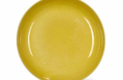 A fine yellow-glazed saucer-dish, Jiajing six-character mark and of the period