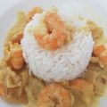 Crevettes au Curry, pomme et coco