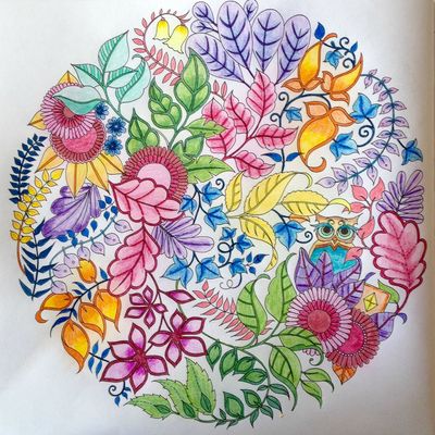 Coloriage 7 - Forêt Enchantée - Mandala avec petit hibou