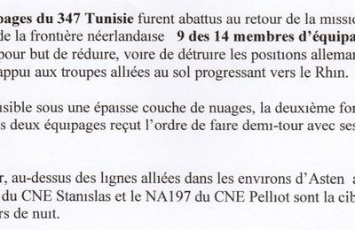 EN SOUVENIR DES DEUX EQUIPAGES DU 347 TUNISIE ABATTUS PAR LA CHASSE ALLEMANDE IL Y A 80 ANS