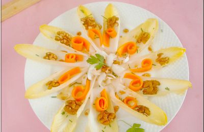 Salade d'endive, mimolette, noix, persil 