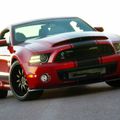 Shelby présente la Ford Mustang Shelby GT500 Super Snake "widebody" et la Focus ST modifiée au salon de Détroit 2013 (CPA)