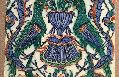Carreau aux perroquets, Turquie, Iznik, fin 16e - début 17e siècle. Musée du Louvre