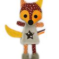 Doudou renard orange marron jaune