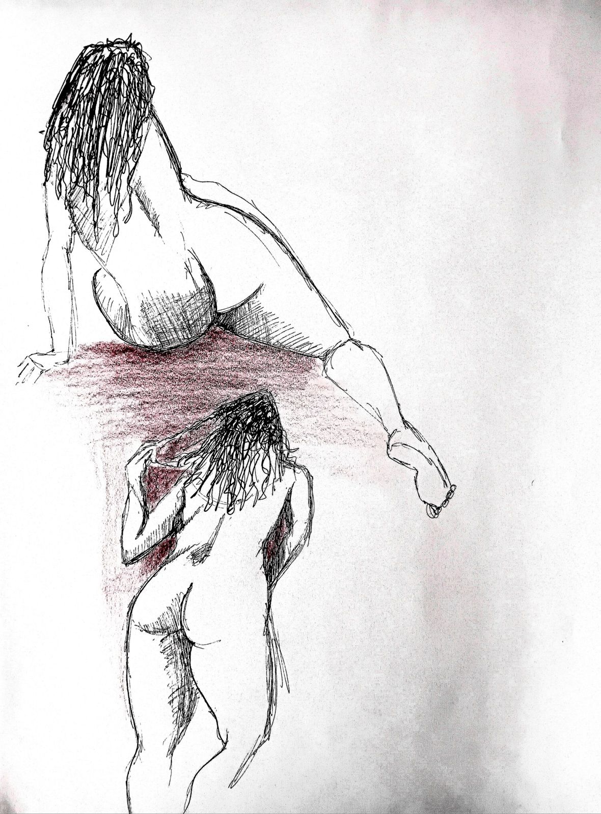 Dessin. Croquis, nu feminin. Modèle vivant. Feutre 